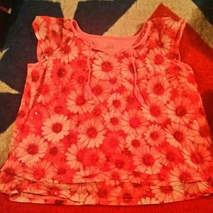 Pink justice short sleeve shirt with pink sunflowe
